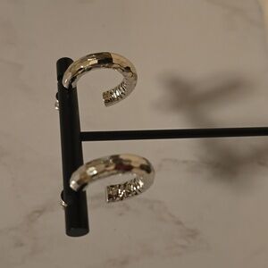 Melinda Maria Hammered Tube Hoops Silver Earrings NEW - FIRM✨️